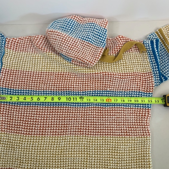 Listicle, women’s boho waffle knit multicolored striped pullover hoodie sweater - Picture 11 of 12